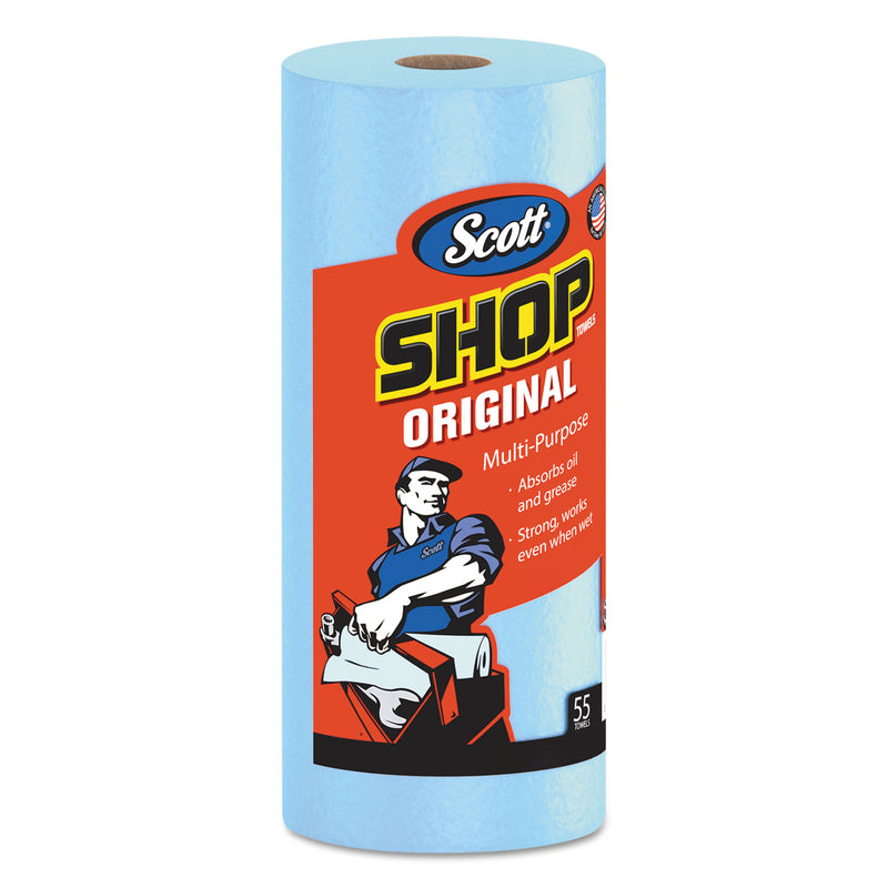 Scott Shop Towels, Standard Roll, 10.4 X 11, Blue, 55/Roll, 30 Rolls/Carton - KCC75130