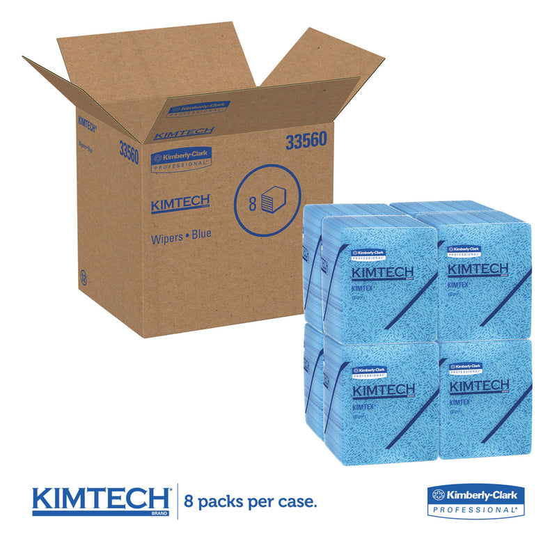 Wypall Oil, Grease And Ink Cloths, 1/4 Fold, 12 1/2 X 12, Blue, 66/Box, 8 Boxes/Carton - KCC33560