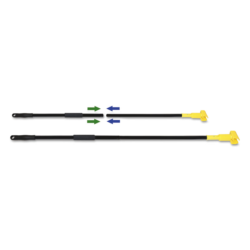 Boardwalk Two-Piece Metal Handle With Plastic Jaw Head, 59" Handle, Black/Yellow - BWKFF610