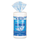 SCRUBS Hand Sanitizer Wipes, 6 x 8, Unscented, Blue/White, 85/Canisters, 6 Canisters/Carton - ITW90985