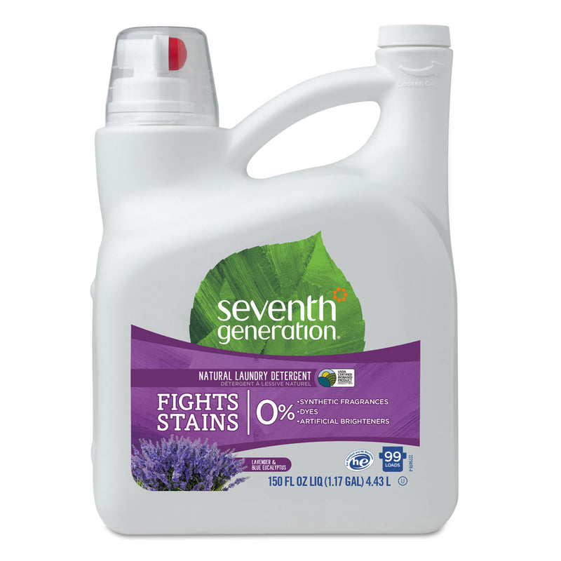 Seventh Generation Natural Liquid Laundry Detergent, Lavender/Blue Eucalyptus, 99 Loads,150 Oz,4/Ct - SEV22794CT