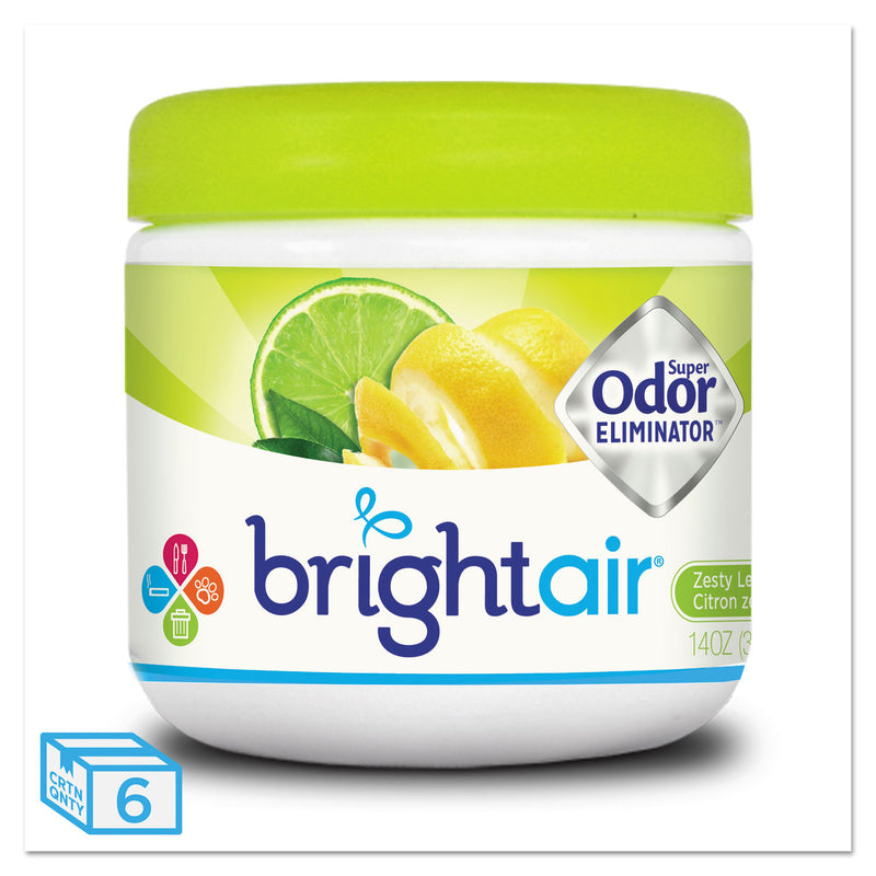 Bright Air Super Odor Eliminator, Zesty Lemon And Lime, 14 Oz, 6/Carton - BRI900248