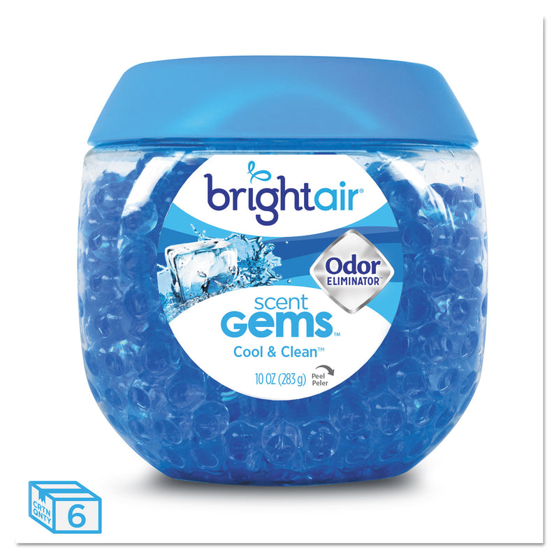 Bright Air Scent Gems Odor Eliminator, Cool And Clean, Blue, 10 Oz, 6/Carton - BRI900228CT