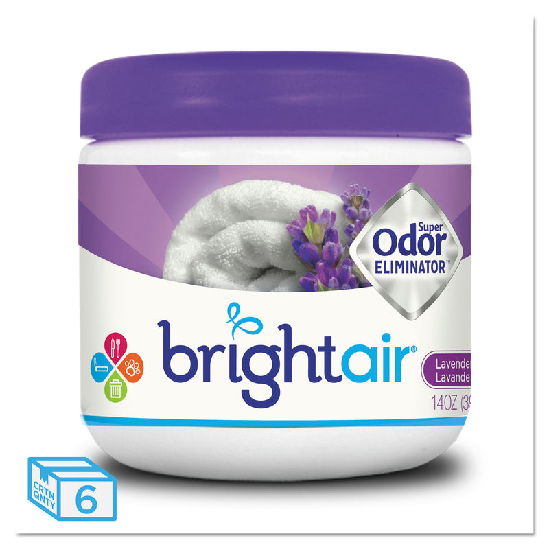 Bright Air Super Odor Eliminator, Lavender And Fresh Linen, Purple, 14 Oz, 6/Carton - BRI900014CT