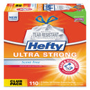 Hefty Ultra Strong Tall Kitchen And Trash Bags, 13 Gal, 0.9 Mil, 23.75" X 24.88", White, 110/Box - PCTE84570