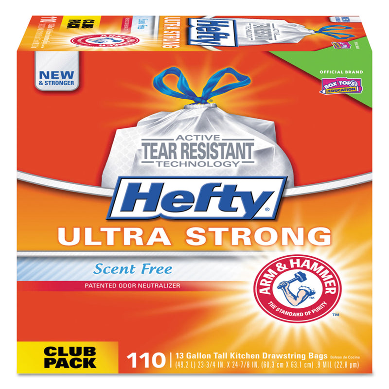 Hefty Ultra Strong Tall Kitchen And Trash Bags, 13 Gal, 0.9 Mil, 23.75