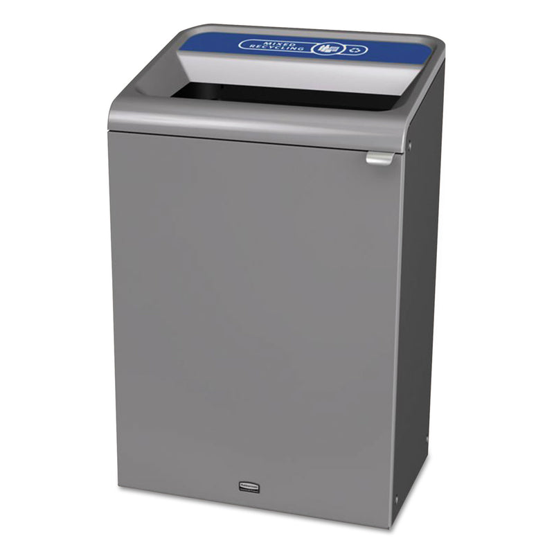 Rubbermaid Configure Indoor Recycling Waste Receptacle, 33 Gal, Gray, Mixed Recycling - RCP1961629