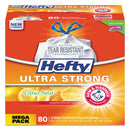 Hefty Ultra Strong Scented Tall White Kitchen Bags, 13 Gal, 0.9 Mil, 23.75" X 24.88", White, 80/Box - PCTE84546