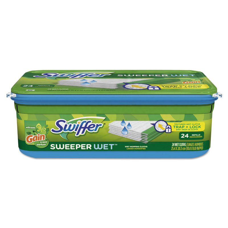 Swiffer Wet Refill Cloths, Gain Original Scent, White, 8 X 10, 24/Pack, 6 Pack/Carton - PGC95532CT