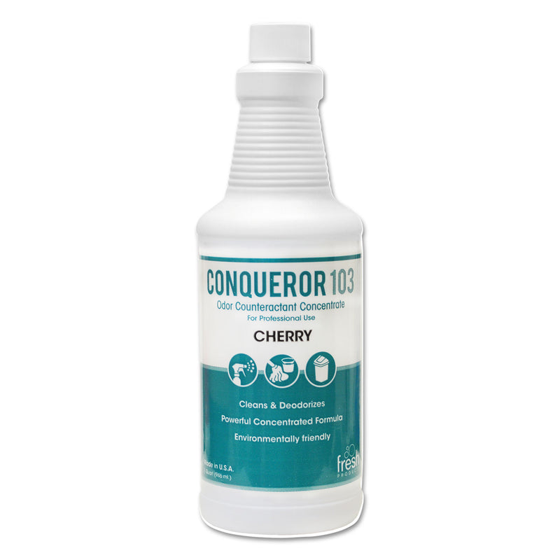 Fresh Products Conqueror 103 Odor Counteractant Concentrate, Cherry, 32 Oz Bottle, 12/Carton - FRS1232WBCH
