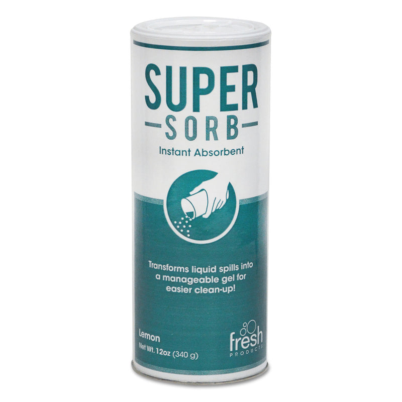 Fresh Products Super-Sorb Liquid Spill Absorbent, Powder, Lemon-Scent, 12 Oz. Shaker Can, 6/Box - FRS614SSBX