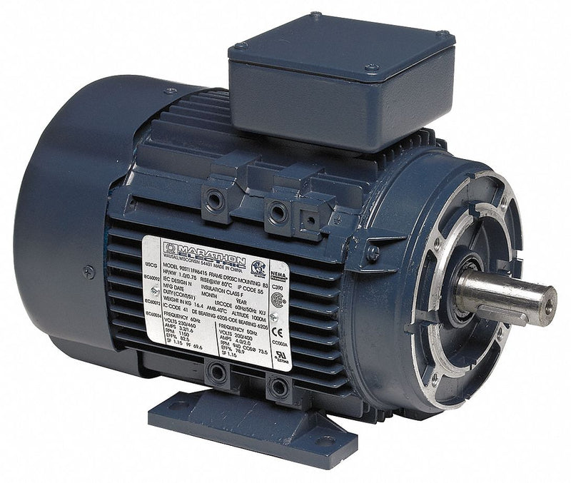 Marathon Motors 1 HP Metric Motor,3-Phase,1740 Nameplate RPM,230/460 Voltage,Frame D80C - 080T17FH15414