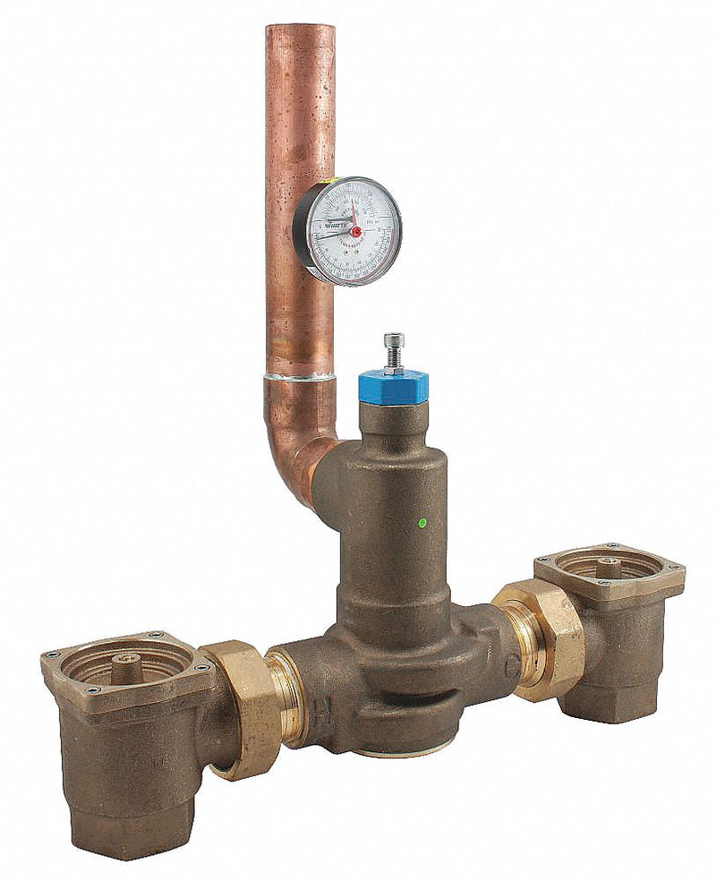Powers 2 in NPT Inlet Type Mixing Valve, Lead-Free Brass, 201 gpm at 45 psi - LFSH1435 W/TP GAUGE