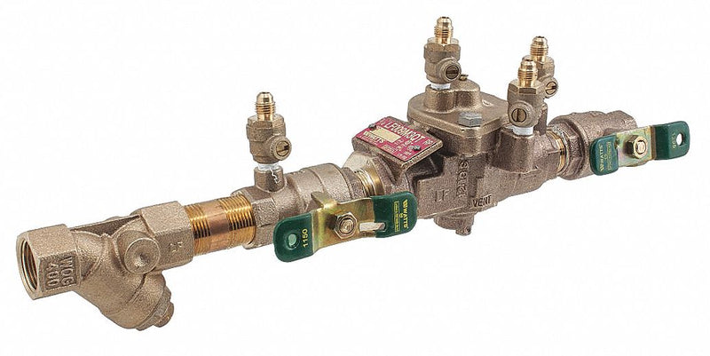 Watts Reduced Pressure Zone Backflow Preventer, Lead Free Bronze, Watts 009 Series, NPT Connection - 3/4 LF009M3-QT-S