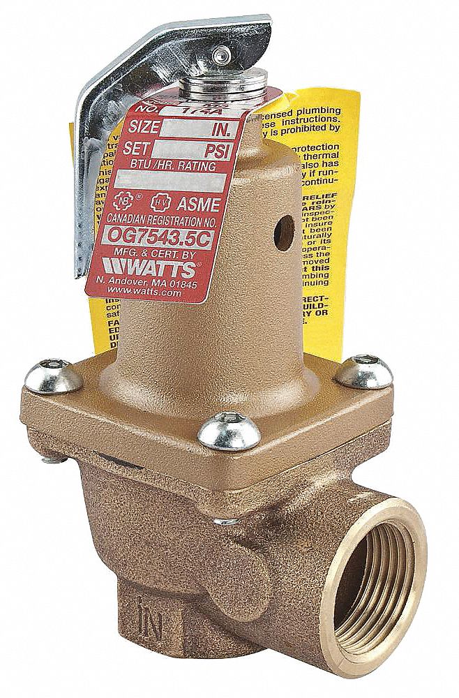Watts Bronze Safety Relief Valve, FNPT Inlet Type, FNPT Outlet Type - 3/4 174A-150