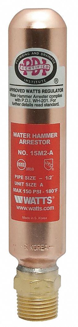 Watts 5 15/16 inH Copper with Low-Lead Brass Adapter Water Hammer Arrestor, MNPT - LF15M2-A