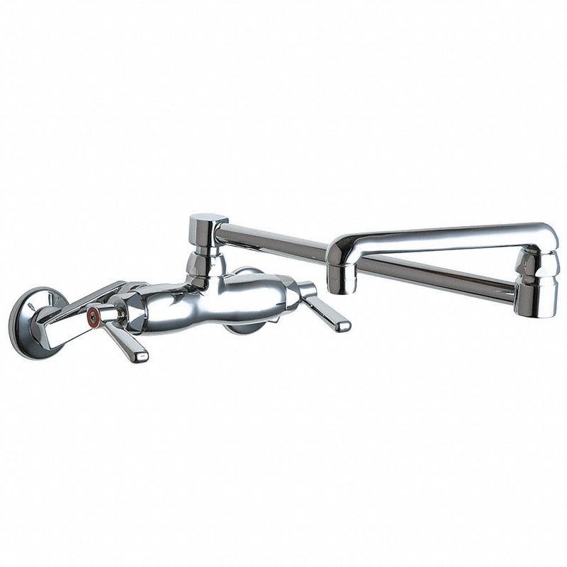 Chicago Faucets Chrome, Double Joint, Kitchen Sink Faucet, Manual Faucet Activation, 2.20 gpm - 445-DJ18ABCP