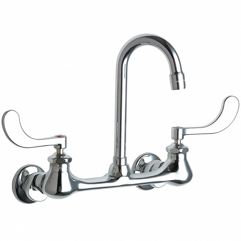 Chicago Faucets Chrome, Gooseneck, Kitchen Sink Faucet, Bathroom Sink Faucet, Manual Faucet Activation, 2.20 gpm - 631-ABCP