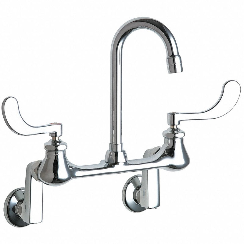 Chicago Faucets Chrome, Gooseneck, Bathroom Sink Faucet, Kitchen Sink Faucet, Manual Faucet Activation, 2.2 gpm - 631-RABCP