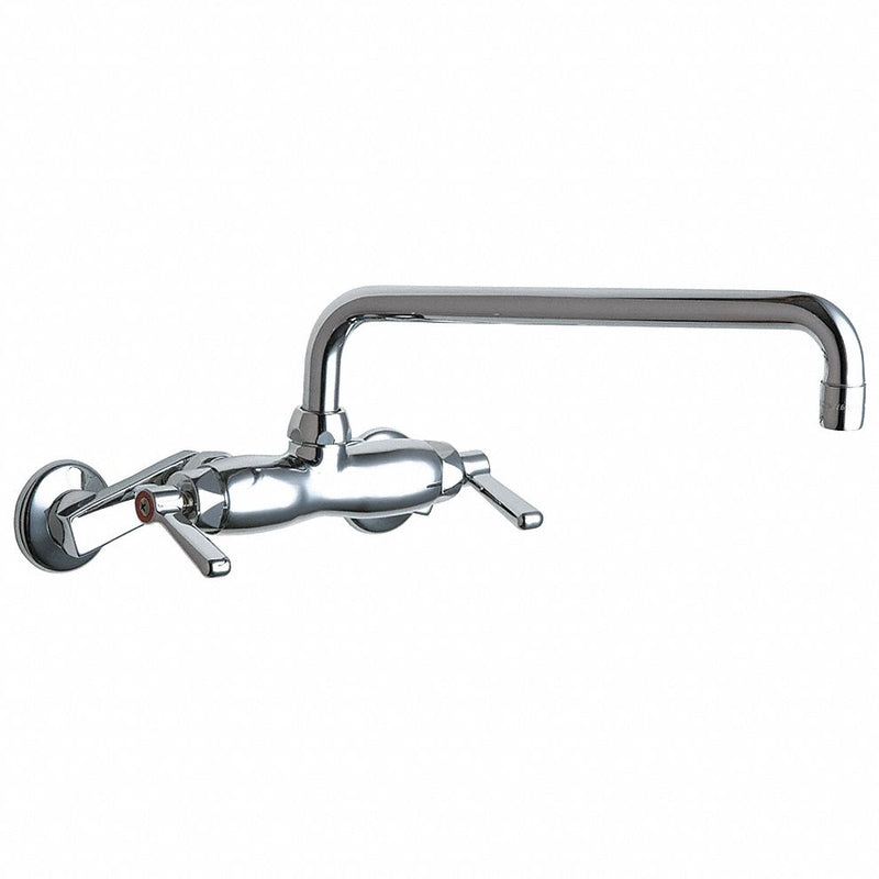 Chicago Faucets Low Arc Service Sink Faucet, Lever Faucet Handle Type, 2.2 gpm, Chrome - 445-L12ABCP