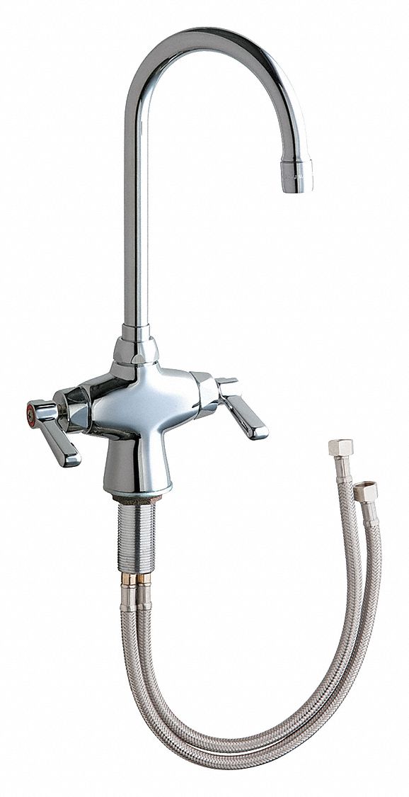 Chicago Faucets Chrome, Gooseneck, Kitchen Sink Faucet, Manual Faucet Activation, 2.20 gpm - 50-XKABCP