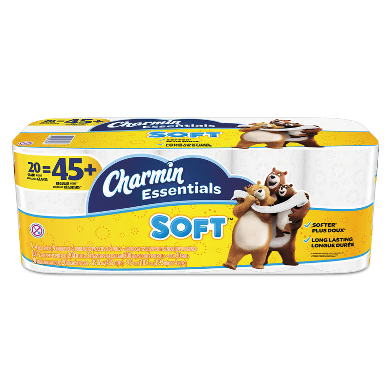 Charmin Essentials Soft Bathroom Tissue, Septic Safe, 2-Ply, White, 4 X 3.92, 200/Roll, 20 Roll/Pack - PGC96609