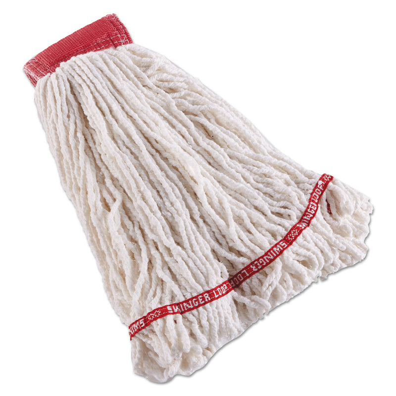 Rubbermaid Swinger Loop Shrinkless Mop Heads, Cotton/Synthetic, White, Large, 6/Ct - RCPC253WHI