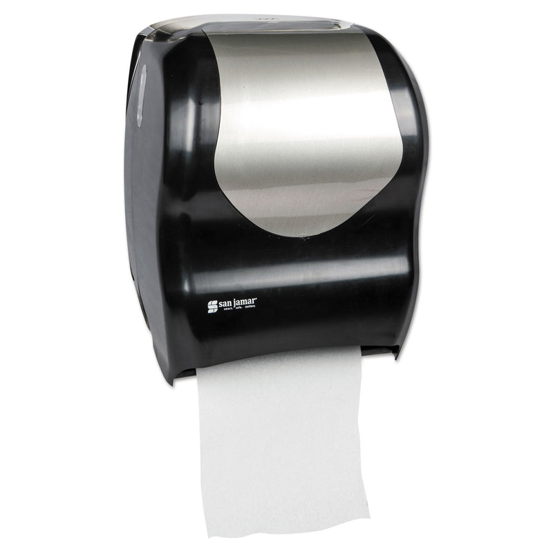 San Jamar Tear-N-Dry Touchless Roll Towel Dispenser, 16 3/4 X 10 X 12 1/2, Black/Silver - SJMT1370BKSS