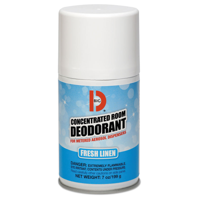 Big D Metered Concentrated Room Deodorant, Fresh Linen Scent, 7 Oz Aerosol, 12/Box - BGD472