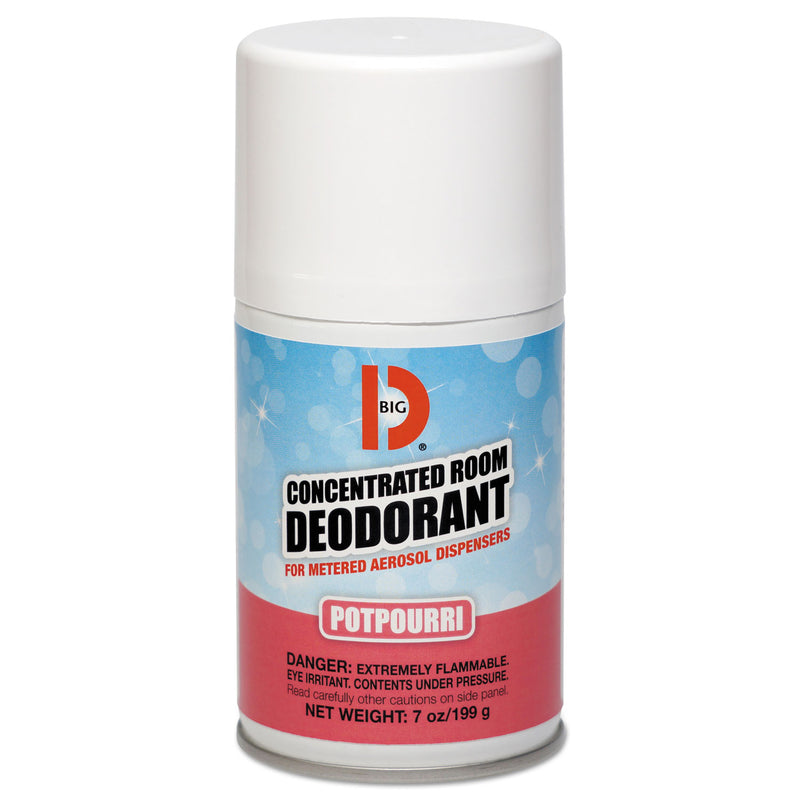 Big D Metered Concentrated Room Deodorant, Potpourri Scent, 7 Oz Aerosol, 12/Carton - BGD462