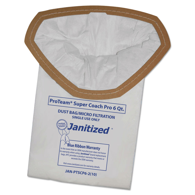 Janitized Vacuum Filter Bags Designed To Fit Proteam Super Coach Pro 6/Gofree Pro, 100/Ct - APCJANPTSCP62