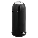 Safco Shutter Cans, Round, Steel, 14 Gal, Black/Stainless Steel - SAF9951BL