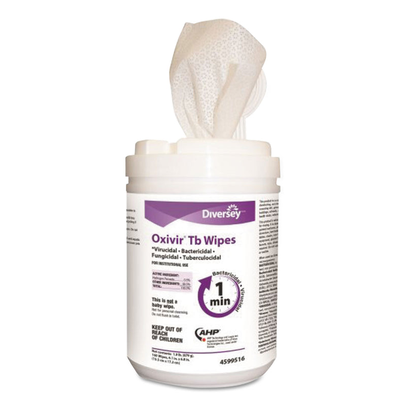 Diversey Oxivir Tb Disinfectant Wipes, 6 X 7, White, 160/Canister, 12 Canisters/Carton - DVO4599516