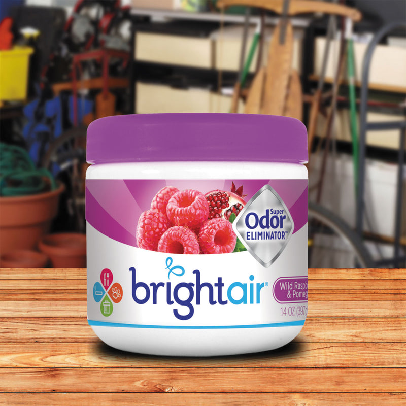 Bright Air Super Odor Eliminator, Wild Raspberry & Pomegranate, 14 Oz Jar, 6/Carton - BRI900286CT