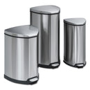 Safco Step-On Waste Receptacle, Triangular, Stainless Steel, 4 Gal, Chrome/Black - SAF9685SS