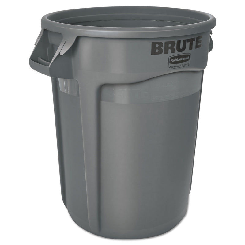Rubbermaid Round Brute Container, Plastic, 32 Gal, Gray - RCP263200GY
