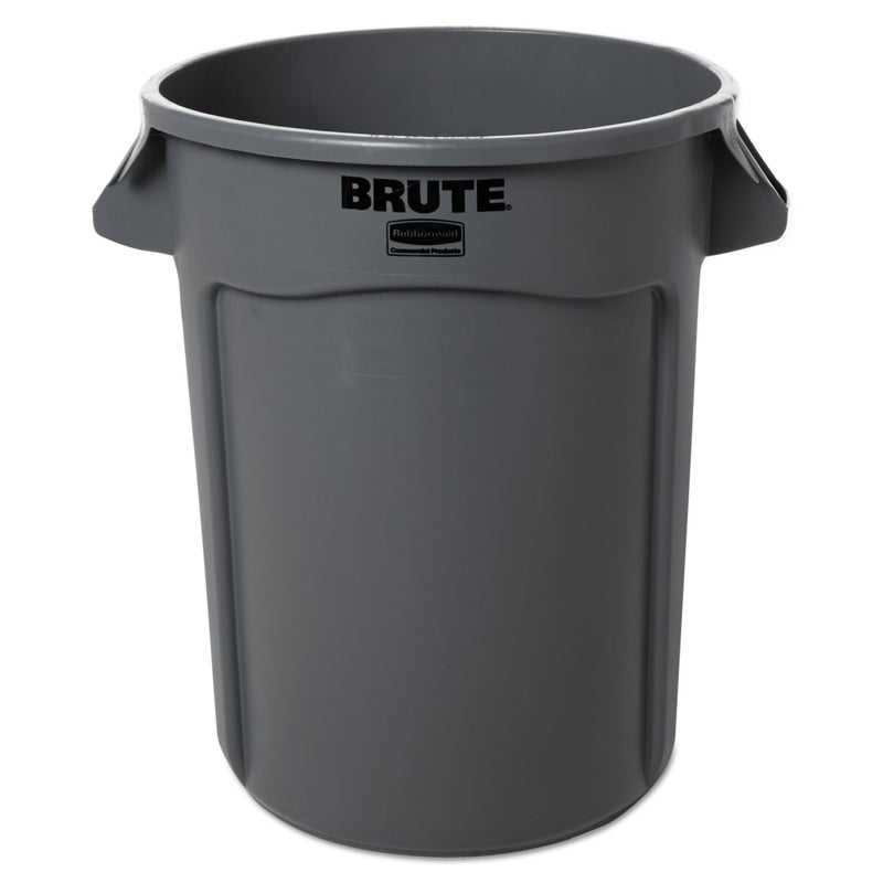 Rubbermaid Round Brute Container, Plastic, 32 Gal, Gray - RCP263200GY