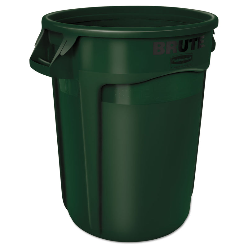 Rubbermaid Round Brute Container, Plastic, 32 Gal, Dark Green - RCP2632DGR