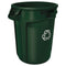 Rubbermaid Round Brute Container, Plastic, 32 Gal, Dark Green - RCP2632DGR