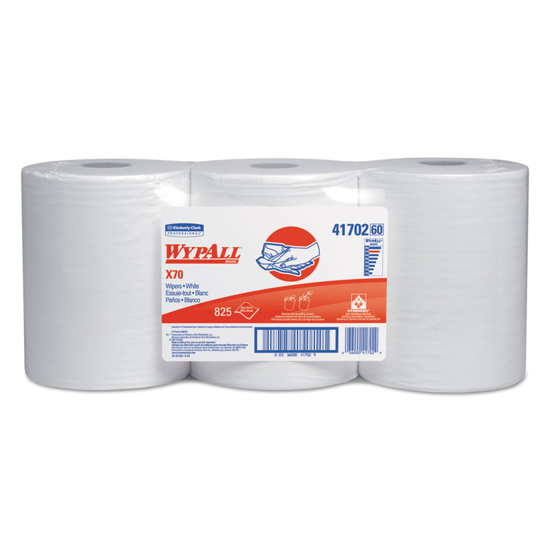 Wypall X70 Cloths, Center-Pull, 9 4/5 X 13 2/5, White, 275/Roll, 3 Rolls/Carton - KCC41702