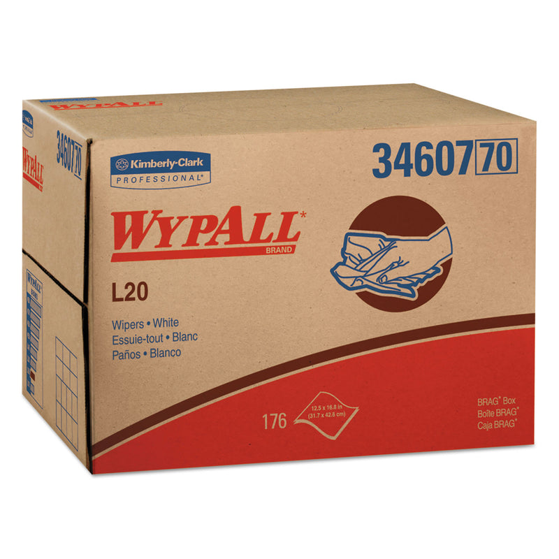 Wypall L20 Towels, Brag Box, 12 1/2 X 16 4/5, Multi-Ply, White, 176/Box - KCC34607