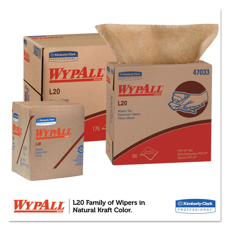 Wypall L20 Towels, Pop-Up Box, 2-Ply, 9 1/10 X 16 4/5, Brown, 88/Box, 10 Boxes/Carton - KCC47033