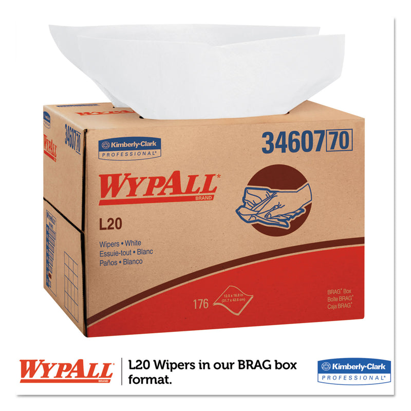 Wypall L20 Towels, Brag Box, 12 1/2 X 16 4/5, Multi-Ply, White, 176/Box - KCC34607