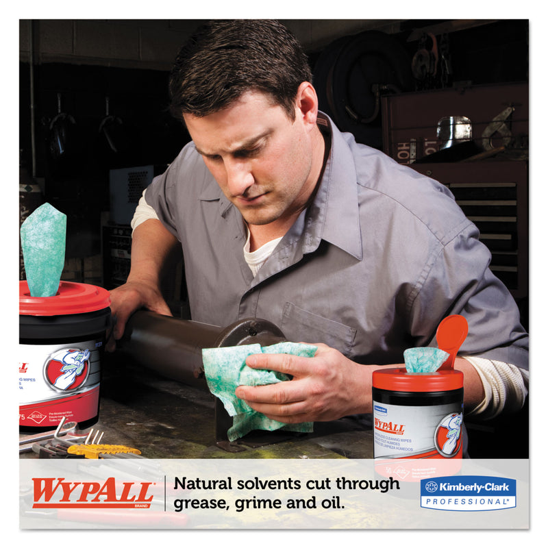 Wypall Heavy-Duty Waterless Cleaning Wipes, 12 X 9 1/2, Green-White, 50/Canister, 8/Ct - KCC58310
