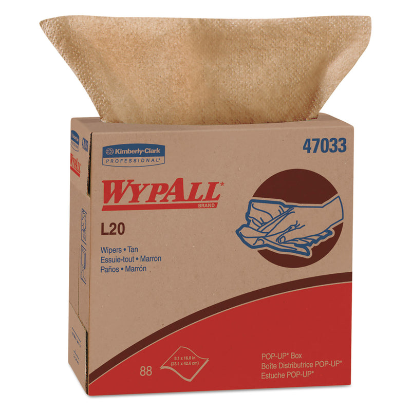 Wypall L20 Towels, Pop-Up Box, 2-Ply, 9 1/10 X 16 4/5, Brown, 88/Box, 10 Boxes/Carton - KCC47033