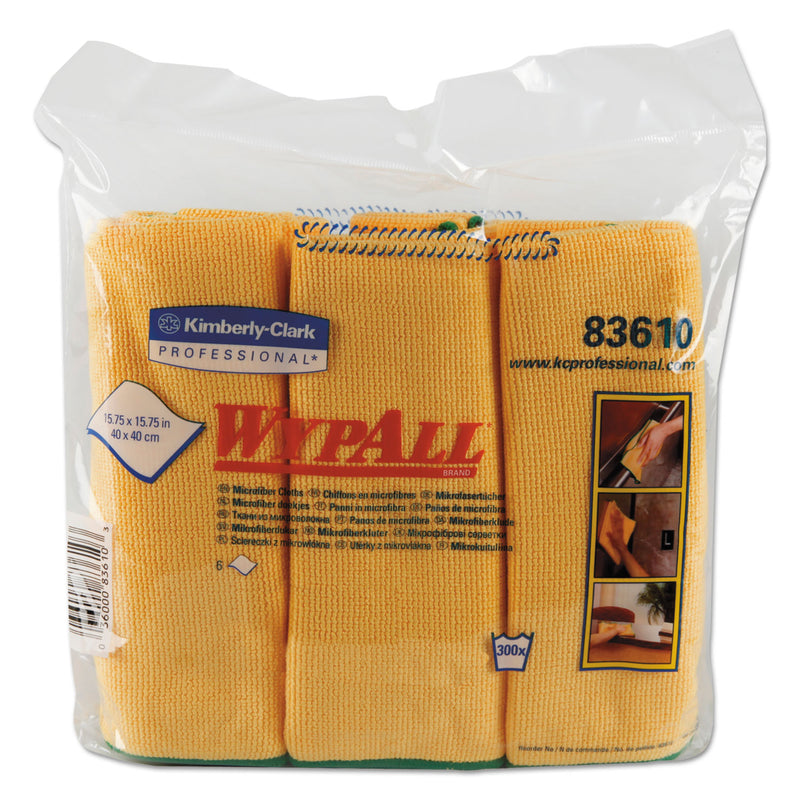Wypall Microfiber Cloths, Reusable, 15 3/4 X 15 3/4, Yellow, 24/Carton - KCC83610CT