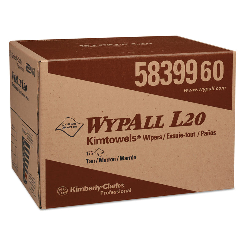 Wypall L20 Towels, Brag Box, 2-Ply, 12 1/2 X 16 4/5, Brown, 176/Box - KCC58399