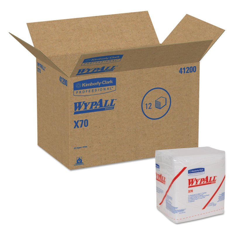 Wypall X70 Cloths, 1/4 Fold, 12 1/2 X 12, White, 76/Pack, 12 Packs/Carton - KCC41200