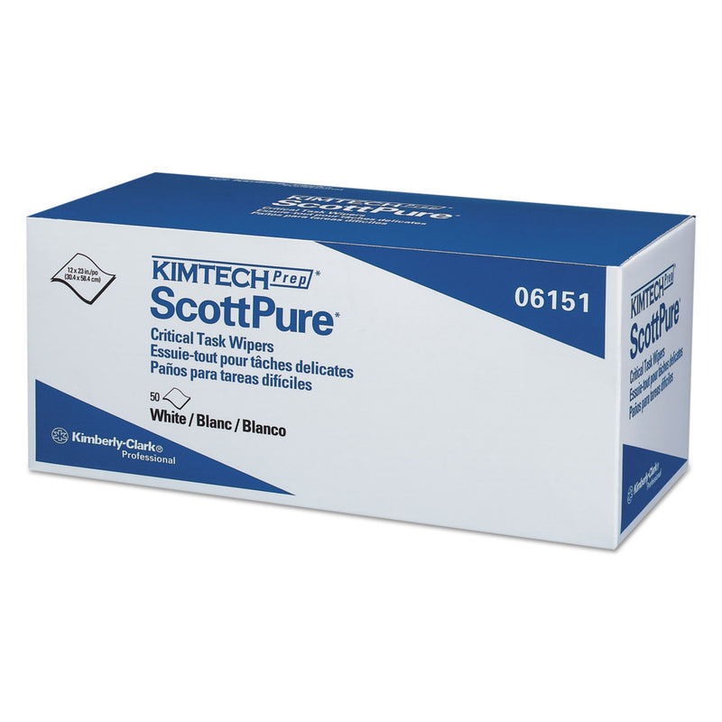 Kimtech Scottpure Critical Task Wipers, 12 X 23, White, 50/Bx, 8 Boxes/Carton - KCC06151