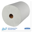 Scott Essential 100% Recycled Fiber Hard Roll Towel, 1.5" Core,White,8" X 800Ft, 12/Ct - KCC01052
